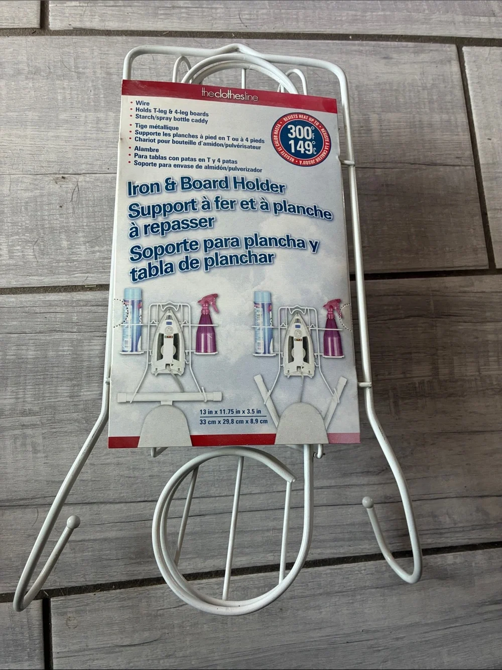 White Iron & Board Holder - Wall-Mount Storage